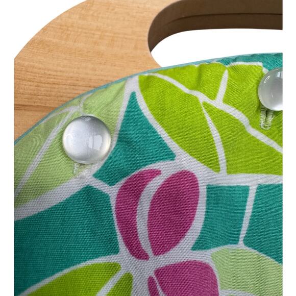 2 in 1 Vintage Lilly Pulitzer Reversible Bermuda Bag Wood Handle Purse - Picture 10 of 15